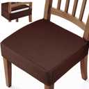 Songrey Waterproof Seat Covers for Dining Chairs Set of 6, No Rear Chair Covers, Stretch Removable Washable Chair Slipcover Protector, Chocolate