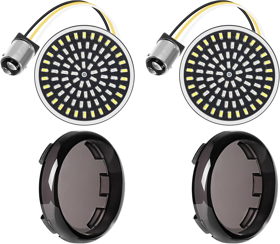 Benlari 2inch Front Turn Signals, 81 LEDs 1157 Turn Signals with 2 Smoked Lens Cover Fit for Harley Touring Street Glide Road Glide Road King Electra Glide Sportster Iron Dyna Softail 1986-2024