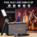 Karaoke Machine, Retro-Design Speaker with 2 Wireless Microphones for Adults & Kids, Portable Karaoke System for Home Party, Bluetooth/AUX/USB/TF/TWS Support, Gifts for Women & Girls
