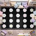 Tinideya 5 x 7.5 ft Classroom Rug, Black Pastel Daisy Flower Mat