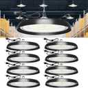 8Pack 300W UFO LED High Bay Light, 13 Inch 30000LM 6000K Super Bright, Aluminum Commercial LED Lights, 59 in Cable, ETL Listed Energy Saving Lamp for Warehouse Garage Factory Workshop, 8 Pack