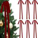 6 Pcs Large Velvet Bow Christmas Bows 24x16 Inch Rustic Velvet Gift Bows Vintage Tree Topper Bow for Christmas (Red)