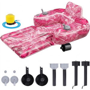 Motorized Pool Float for Adults, Inflatable Pool Lounger with Built in Dual Motor, Cup Holders, Backrest, Foot Pump for Lake, Beach, Summer Party