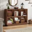 ChooChoo 6 Cube Storage Organizer, Wooden Bookcase with Storage, Cube Storage Bookshelf for Bedroom and Home Office, Brown Walnut, 2-Tier 6-Cubes