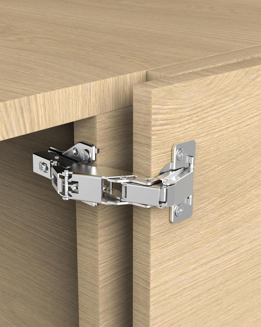 Chibery 4 Pack 180 Degree Soft Close Cabinet Hinges, Lazy Susan & Kitchen Corner, 48mm Hole Distance, Concealed Face Frame & Frameless, Hidden Self Closing, Smooth Slow 3D Adjustment for Fold Cupboard