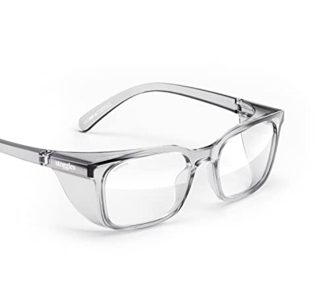 Stoggles - Official - Rectangle- Z87.1 Certified Safety Glasses - Anti-Fog - Blue Light Blocking (Medium, Clear)
