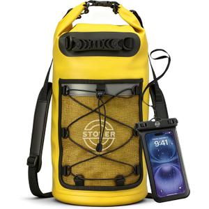 Stover /10/25/30/40/55L Waterproof Dry Bag- Roll-Top Backpack w/Phone Case- Kayaking, Hiking, Camping, Boating- Men/Women