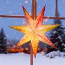 Mudder 19.7 Inch Christmas Star Paper Lantern 7 Pointed Christmas Window Lantern with 10 LED Light Strings Hanging Pendant Xmas Tree Ornaments for Holiday Decor Home(Classic,Holographic Rainbow)