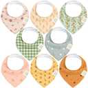 KeaBabies 8-Pack Organic Baby Bandana Bibs for Boys, Girls - Super Absorbent Triangle Baby Bibs for Drooling and Teething Infant, 100% Cotton Extra Soft for Newborn, Infant 0-36 Months (Countryside)