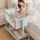 LovliTod Baby 3-in-1 Baby Bassinet, Rocking Bassinet, Bedside Bassinet for Baby, Stable and Secure Bassinet Bedside Sleeper for Newborn & Infant, 6 Height Adjustable with Wheels, Mattress & Breathable Mesh (Light Grey)