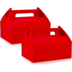 Lainrrew 30 Pcs Gable Candy Treat Boxes, Small Goodie Boxes Christmas Party Favor Boxes Kraft Paper Gift Box for Christmas Party Decorations Birthday Party Favors (Red)
