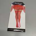 Dreamgirl Women's Lace Top Fishnet Thigh High Hosiery, Red, One Size Queen (Red)