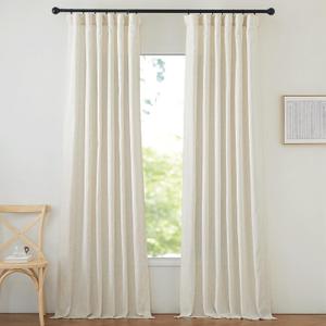 NICETOWN Thick Linen Curtains for Bedroom, Pinch Pleated Privacy Added Drapes with Light Filtering Linen Blend Window Treatments for Living Room/Bedroom, Natural, W50 x L40
