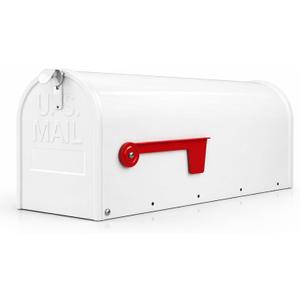 Fumete White Mailboxes for Outside, Metal Mail Box for House Outside, Galvanized Steel Post Mount Rural Mailbox, Standard Size, 20 x 8.7 x 6.7 Inches