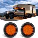 Nilight 2Inch Round Marker Light 2PCS Amber 9LED Clearance Lights Flush Mount with Plug Grommet Pigtail Hardwired for 12V Truck Trailer Tractor Buses Vans Boat