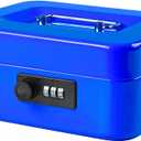 Jssmst Medium Cash Box with Combination Lock-Durable Metal Cash Box with Money Tray Blue, 7.87 x 6.3 x 3.35 inches, CB0702M