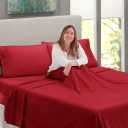 SONORO KATE Bed Sheet Set Super Soft Microfiber 1800 Thread Count Luxury Egyptian Sheets Fit 18-24 Inch Deep Pocket Mattress Wrinkle-6 Piece (Burgundy, Queen)