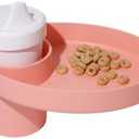 Travel Tray Oval USA Made Extend Your Current Cup Holder to Hold Your Cup Plus A Tray for Snacks, Toys and Accessories. Use in a Car Seat, Booster, Stroller, Golf Cart, Outdoor Chair, (Peach)