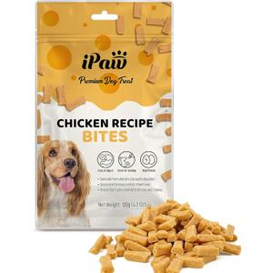 iPaw Dog Treats for Puppy Training, All Natural Human Grade Dog Treat, Hypoallergenic, Easy to Digest (Chicken and Cheese Bites) (4.2 Ounce (Pack of 1)), BB Date: 11/27/2025