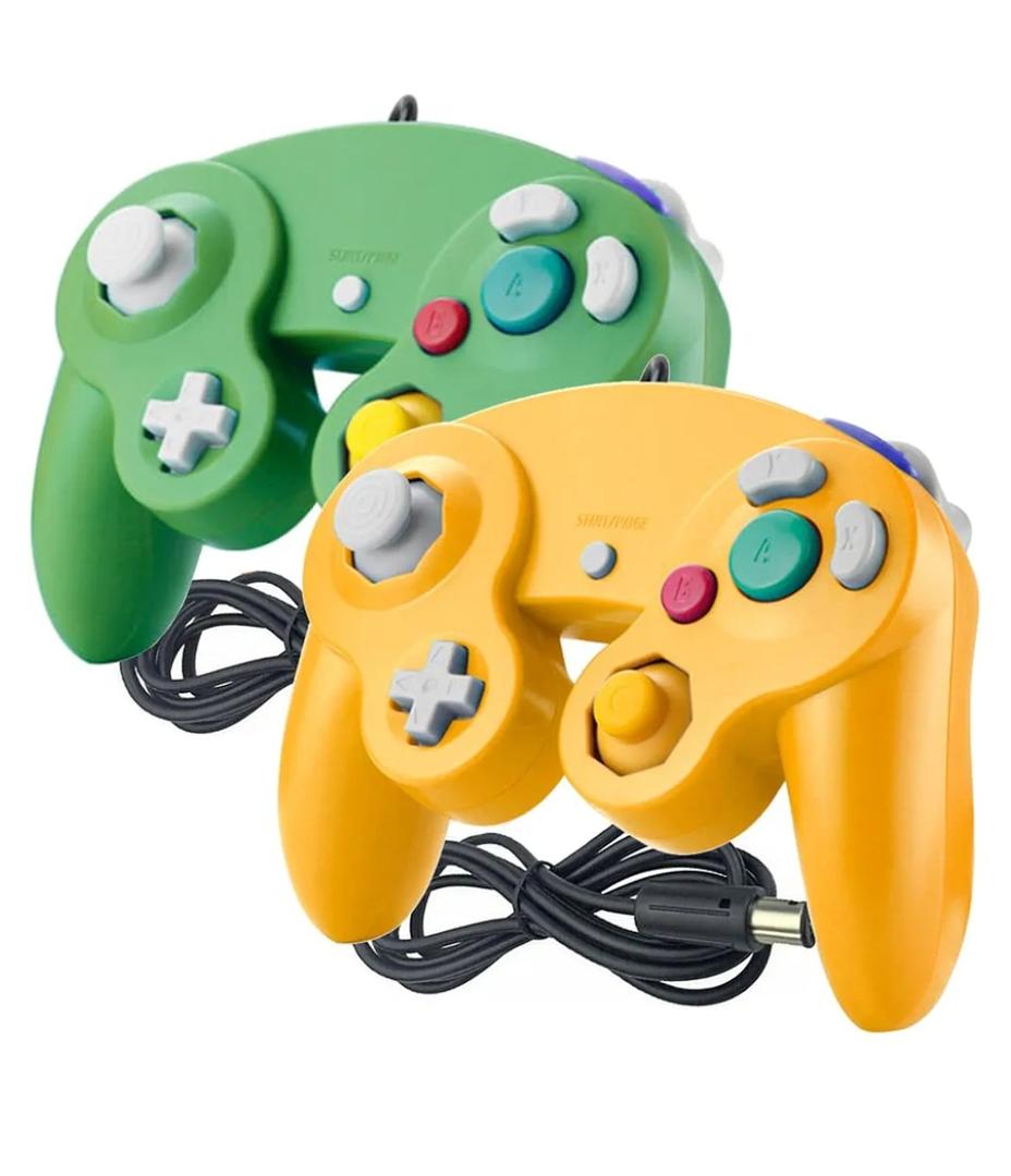 Reiso Reiso Gamecube Controller, 2 Pack NGC Classic Wired Controller for Wii Game cube Console (Orange and Green)