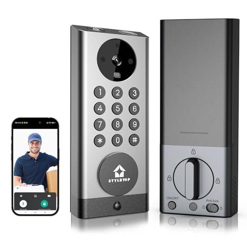 Stylrtop Camera Smart Lock, 3-in-1 Camera+Doorbell+Fingerprint Keyless Entry, Built-in Wi-Fi,Support Alexa, App Remote Control,Two-Way Intercom,HD 2K, Deadbolt