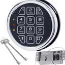 Gun Safe Lock with Programmable Electronic Keypad, Password Electromagnetic Lock with 2 Override Keys, Lock Fits High Security Safe Box and Security Cabinet (Solenoid with Override Keys)