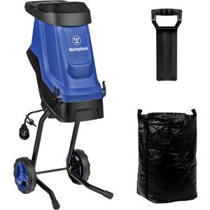 Westinghouse Corded Electric Wood Chipper Shredder 1.7-Inch 15 Amp with 12 Gallon Collection Bag for Easy Cleanup