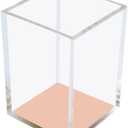 MEI YI TIAN Clear Acrylic Pencil Pen Holder Cup with Rose Gold Bottom, Desk Accessories Makeup Brush Holders Modern Design Desktop Organizer for Countertop Desk Accessory Storage