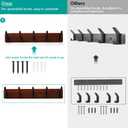 2PCS Coat Rack Wall Mount Coat Hooks Coat Hanger with 5 Hooks 2 Installation Over Door Hooks Wood Plank Hat Rack for Wall Hooks Hanging Coat Hat Jacketgt Mudroom Bathroom Entryway-Black