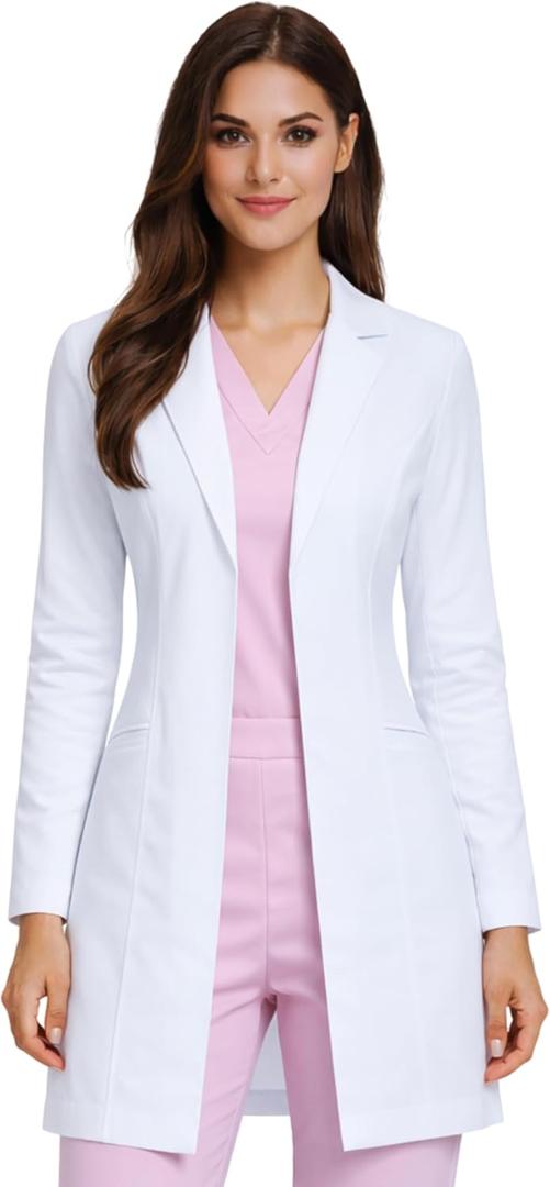 Maison Blanc Med Apparel Women’s Slim Fit Lab Coat – Premium Coat with Princess Seams, 2 Pockets, 235 GSM OEKO-TEX® Certified (SLIM FIT, MEDIUM - US 4-6)