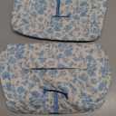 HBselect 2Pcs Initial Quilted Cotton Large Travel Cute Floral Coquette Makeup Cosmetic Toiletry Bag for Women Girls