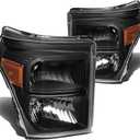 Headlights Assembly for 2011-2016 Ford F-250 F-350 F-450 F-550 Super Duty Headlamp Replacement Driver & Passenger(Bulbs included