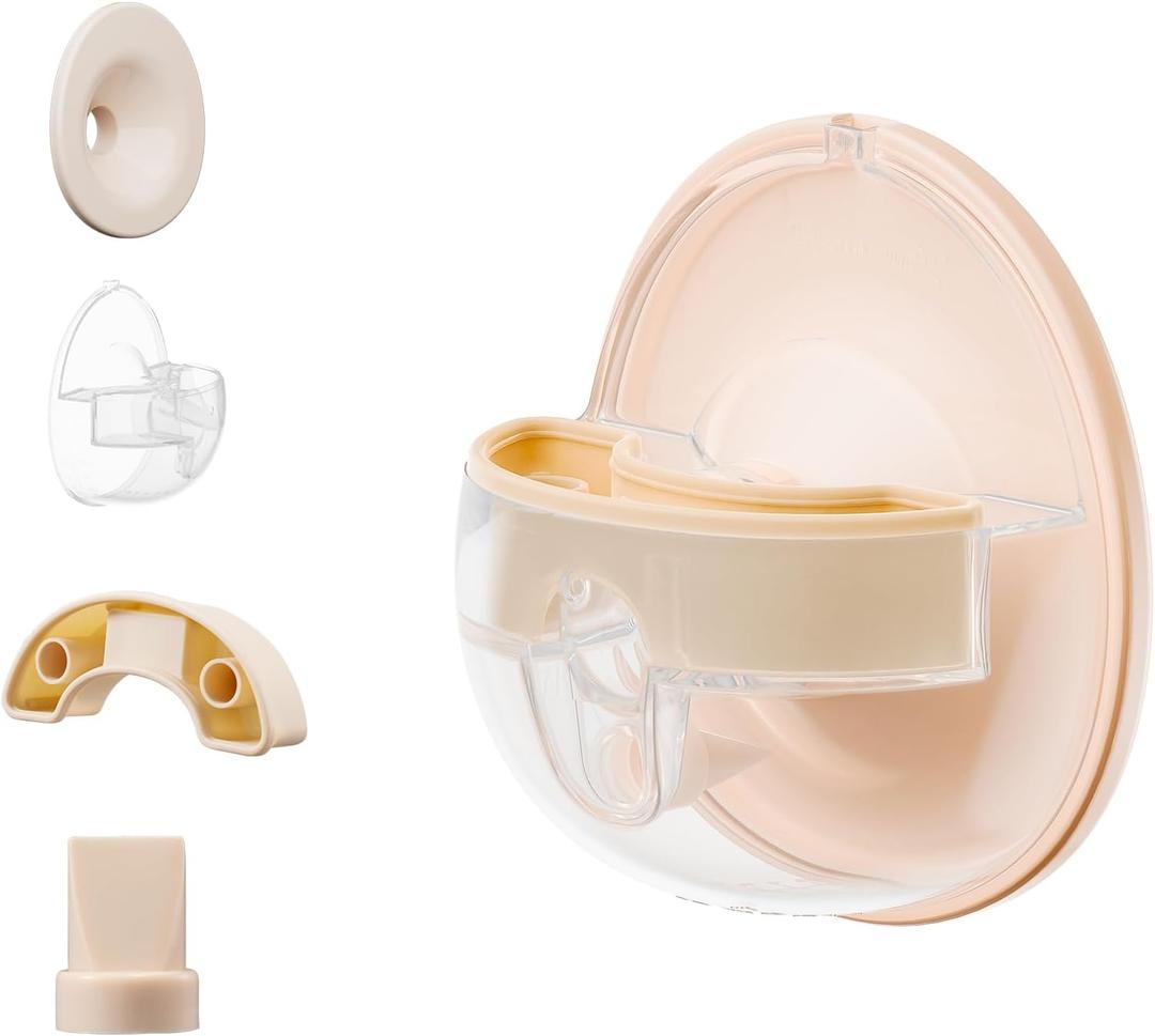 Paruu P16 Replacement Full Set Collector Cup, Only Compatible with P16 Wearable Breast Pump (150ml, 24mm Flange), Original Accessories (Nude, 1 Set