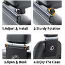 Disposable Car Trash Bag with Flip-top Hidden Hook - Aluminum Alloy Garbage Can, Waterproof Hanging Auto Trash Can, Travel Accessories (Black)