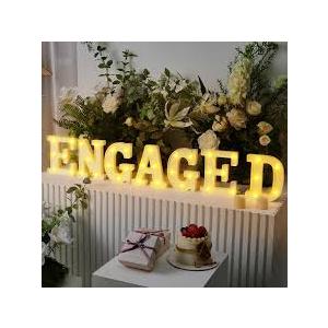 Honoson 7 Pcs 6.5 Inch Engagement Party Decorations Engaged LED Letter Lights Sign Lights Table Decoration for Wedding Engagement Bridal Shower Engaged Party Decor
