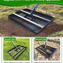 Lawn Leveling Rake - Heavy Duty Yard Leveler , Reinforced Welds, 74" Adjustable Handle, Reversible Plate for Soil, Dirt, Ground, Backyard Top Dressing, Landscaping (17x10 inch)