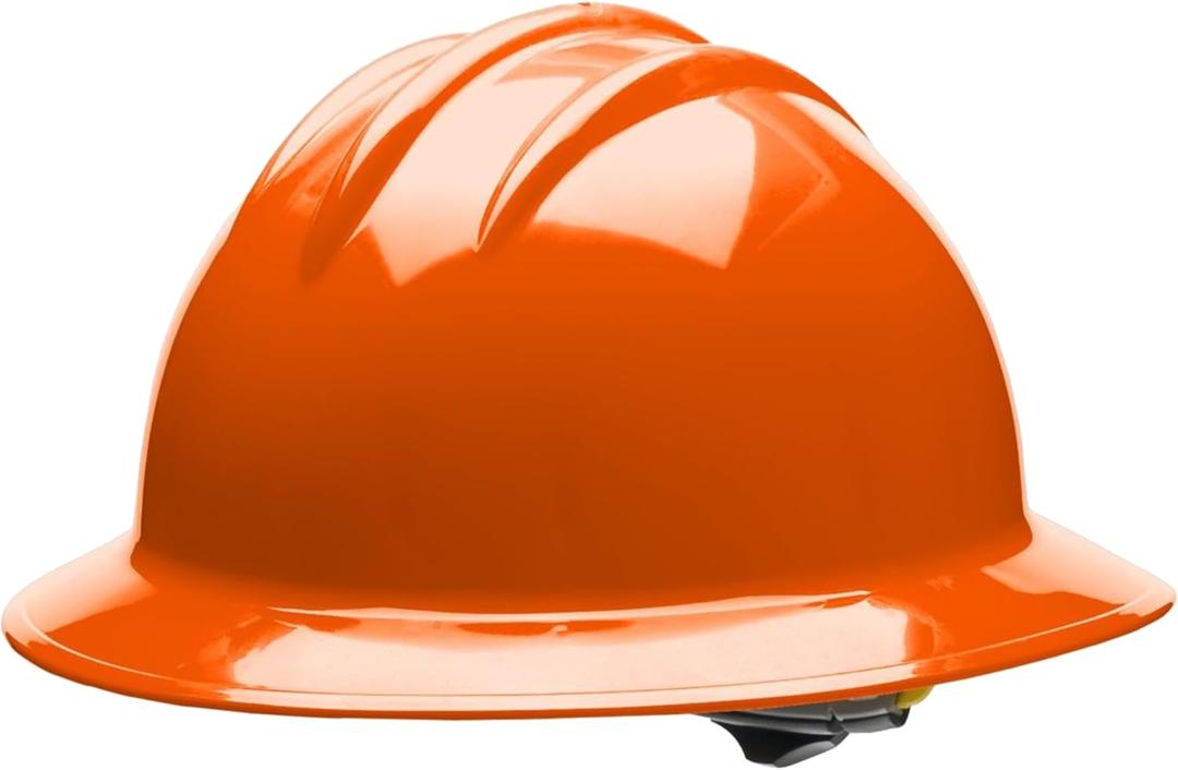 Bullard 3-Rib C34 Full Brim Safety Hard Hat with Spacious Shell, 6-Point Ratchet Suspension, and Cotton Brow Pad (Orange)