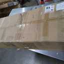 72" Coffee Bar Cabinet with Power Outlet & LED Light, Farmhouse Large Kitchen Hutch with Sliding Barn Door, Tall Bar Cabinets with Storage Drawers & Wine Glass Rack,Pantry China Cabinet,Black Oak (47.3" W x 72.4" H x 15.8" D)