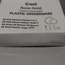 Ciaell 150PCS Rose Gold Plastic Plates  Disposable Plates with Rose Gold Plastic Silverware include 50Plates, 25Forks, 25Knives, 25Spoons, 25Cups for Wedding & Party