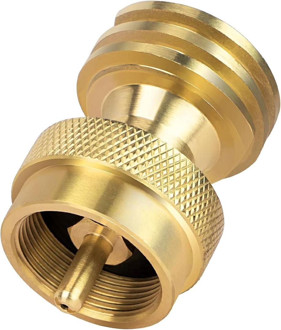 1LB Propane Cylinder Adapter for Weed Torch Burner, 20LB to 1LB Propane Tank Converter, Refill Adapter for Camping, Grilling, or Tailgating, Solid Brass Material