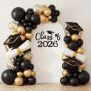 Moukeren 2026 Graduation Decoration Class of 2026 Arch Backdrop Cover 6.6ft Balloon Arch Cover Spandex Backdrop White Congrats Grad Decor for Graduation Season Classes Party Decor(Black,Class of 2026)