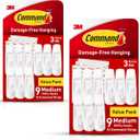 Command Medium Utility Wall Hooks with Adhesive Strips, No Tools Required for Hanging Organizational Items in Living Spaces, 18 White Hooks and 24 Strips