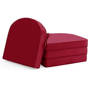 Outdoor Chair Cushions Set of 4: Waterproof & Fade Resistant Patio Furniture Cushions - 17 x 16 x 2 Inch Non Slip Round Corner Seat Cushion Pads with Removable Cover for Garden Yard Lawn, Burgundy (Red)