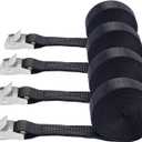 Lashing Straps,1" x 10Ft Adjustable Cam Buckle Tie Down Cinch Strap for Packing Black 4 Pack,Packing Straps Heavy-Duty for Cargo/Luggage/Kayak/Truck/SUV/Car Roof Rack (XK 25 mm * 3000 mm * 4 pcs Black)