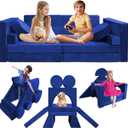 Kayfia 18PCS Modular Kids Play Couch, Kids Couch Building Fort for Playroom and Bedroom Furniture for Toddlers, Unlimited Creativity Sofa Convertible Play Fort (Blue)