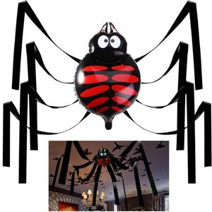 Unomor Halloween Decorations Hanging Spider with Balloon for Halloween Party or Haunted House Decorations  20 Feet