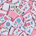 American Mahjong Set with166 Pink Tiles, Racks, Light Green Bag and Accessories, Mahjong Tile Set for Beginners