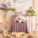 Cylinder Pedestal Stands for Party: Three-Piece Set - 23.6"/31.5"/39.4" Tall Cake Pedestal Stand for Party - Gold Cylinder Cake Table for Outdoor Indoor