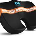 Everlasting Comfort Doctor Recommended Memory Foam Seat Cushion for Office Chairs & Car - Ergonomic Office Desk Accessories - Cushions for Tailbone Pain Relief, Sciatica (Black, Large) (01. Black Mesh)