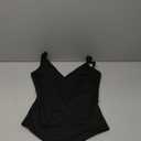 REORIA Womens Sexy Trendy Open Back V Neck Spaghetti Strap Backless Trendy Cami Bodysuit Tops (S, Black)
